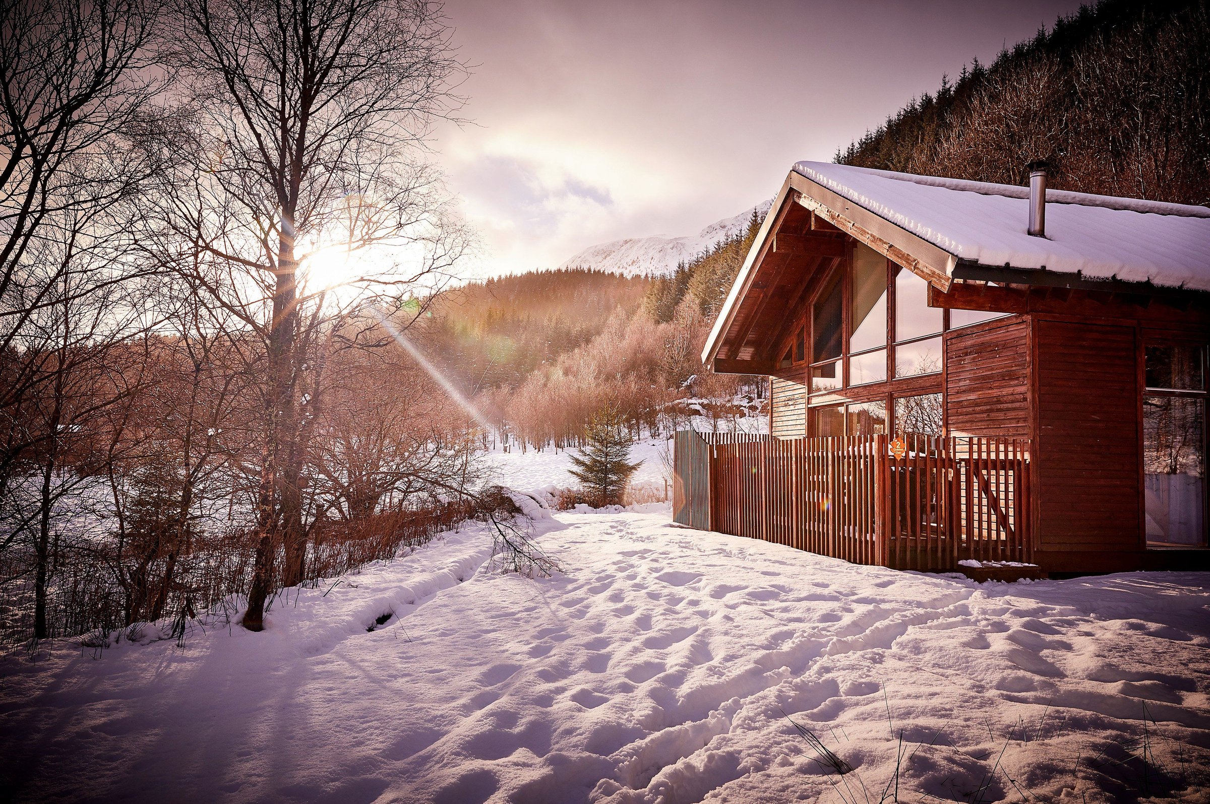 Winter log cabin holidays in the UK