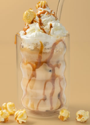 Popcorn & Caramel iced latte
