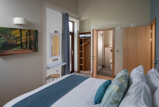 Wheelchair-Adapted Silver Birch master bedroom at Glentress Forest