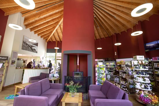 Inside the cafe area at Strathyre, Forest Holidays