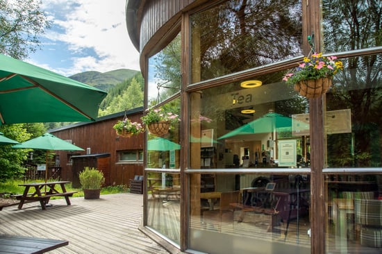 Exterior view of the Forest Retreat building at Strathyre, Forest Holidays