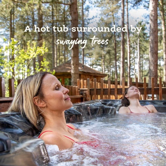 People sat in the hot tub image with text overlay 