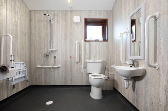 Wheelchair-adapted Silver Birch wetroom at Forest Holidays