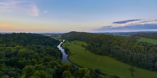 Birds eye view of the River Wye, Gloucestershire 