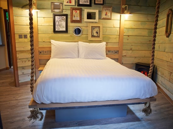 Golden Oak Treehouse bedroom at Sherwood Forest, Forest Holidays