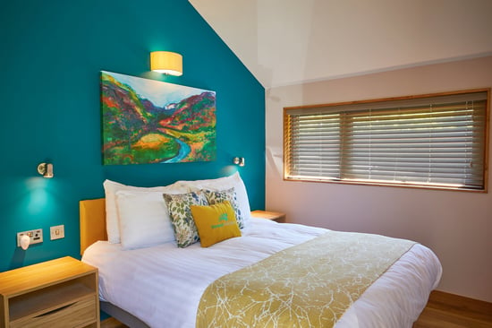 Golden Oak bedroom at Beddgelert, Forest Holidays