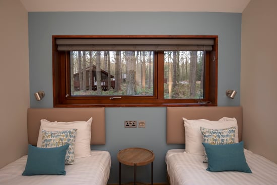 Silver Birch twin bedroom at Delamere Forest, Cheshire