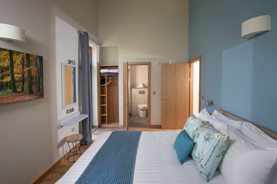 Wheelchair-adapted Silver Birch master bedroom at Delamere Forest, Cheshire