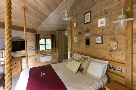Golden Oak Treehouse pod bedroom at Keldy, Yorkshire
