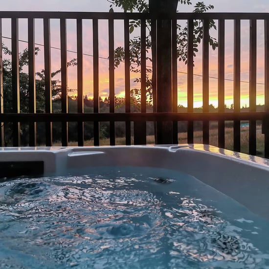 Sunset view from the hot tub at Keldy, Forest Holidays by @markholmes