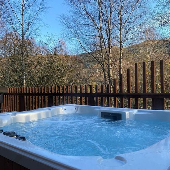 Hot tub view at Strathyre, Forest Holidays by @gwylie