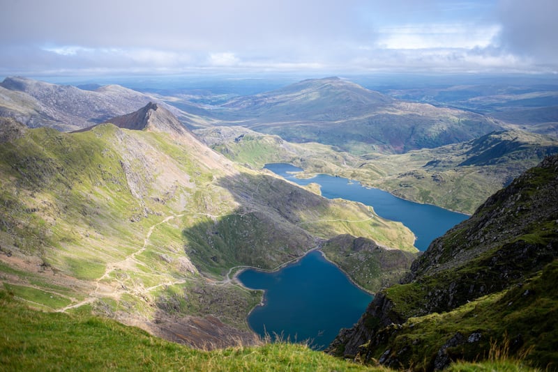 View from the top of Snowdon in Snowdonia, Wales