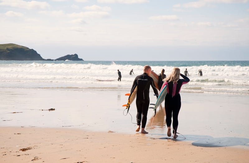 Surfers in Newquay, Cornwall 