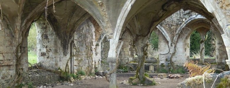 A view of cathedral ruins used in films