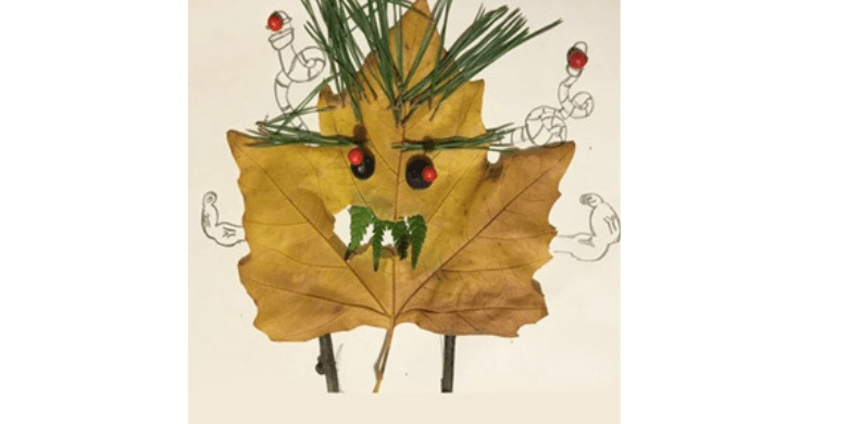 A leaf monster crafted from foraged forest items