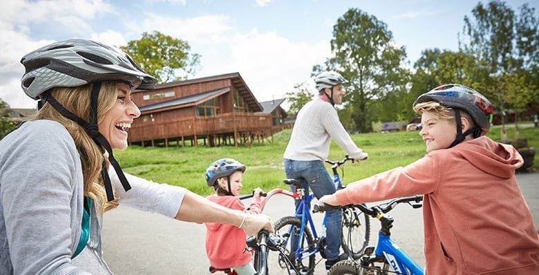 A family hire bikes at the Forest of Dean