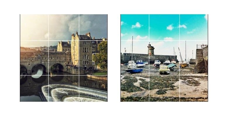 Photography images of Bath and a seaside harbour