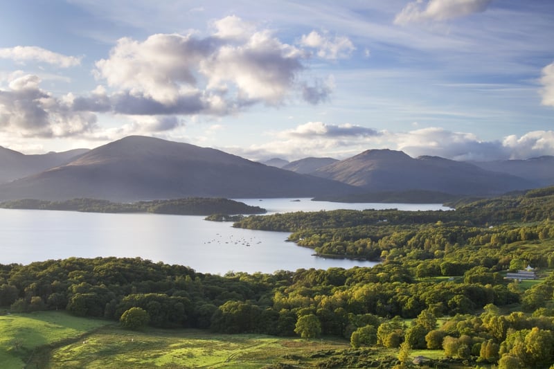 Beautiful view of Conic Hill on the banks of Loch Lomond above Balmaha.
