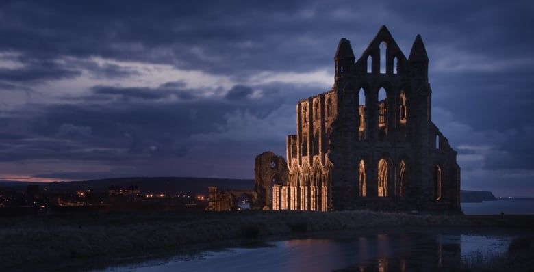 View of Whitby Abbey by evening