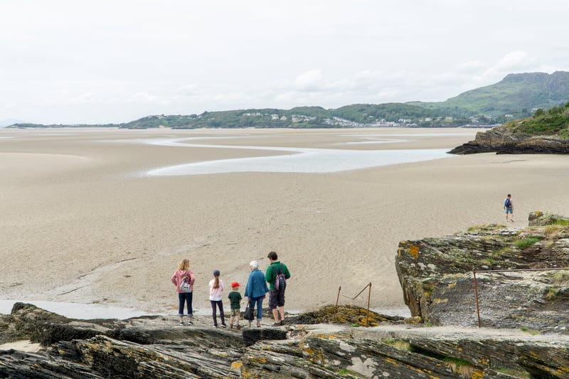 Family on the beach in North Wales