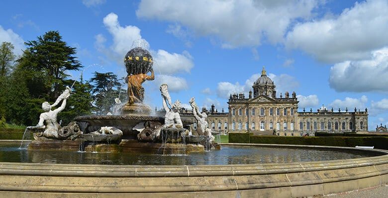 Water fountain at Castle Howard mansion