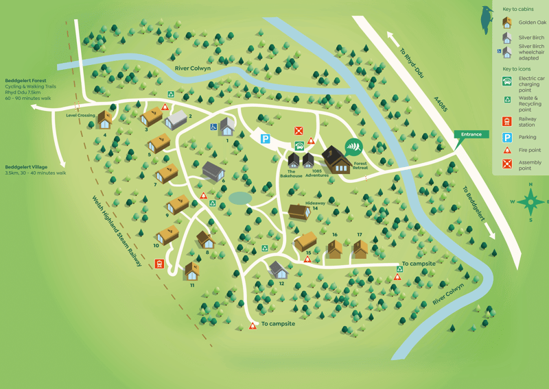 Location map at Beddgelert, Forest Holidays